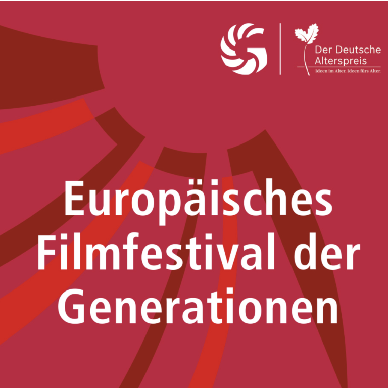 Logo des Europäischen Filmfestivals der Generationen auf rotem Hintergrund.